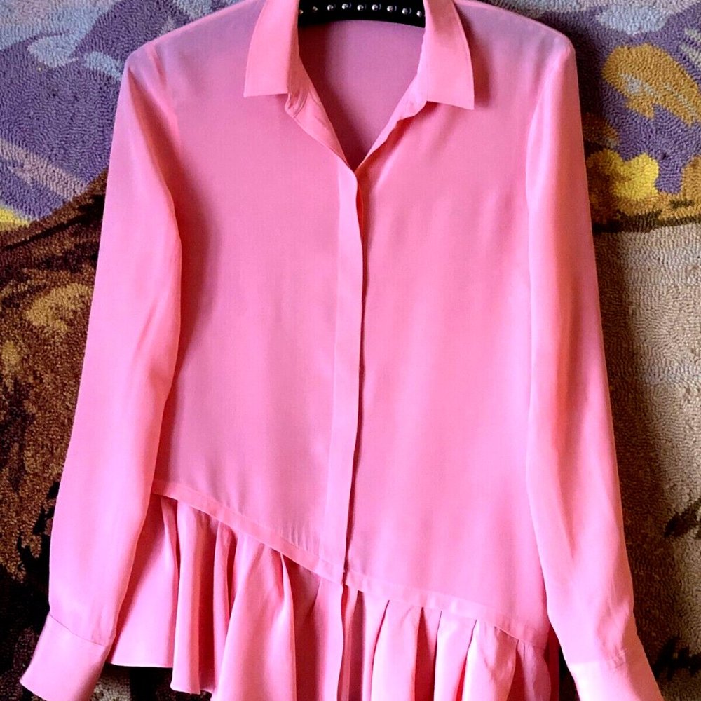 Neil Barrett Womens Sz 40 (Small) Silk Blouse Shirt Long Sleeve Pink Italy